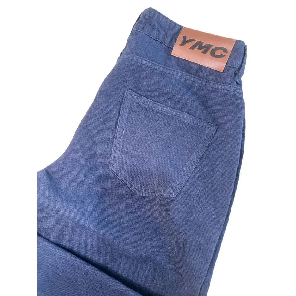 YMC Tearaway Jeans Men Small Navy Blue Cropped Tapered Relaxed Mid Rise Straight